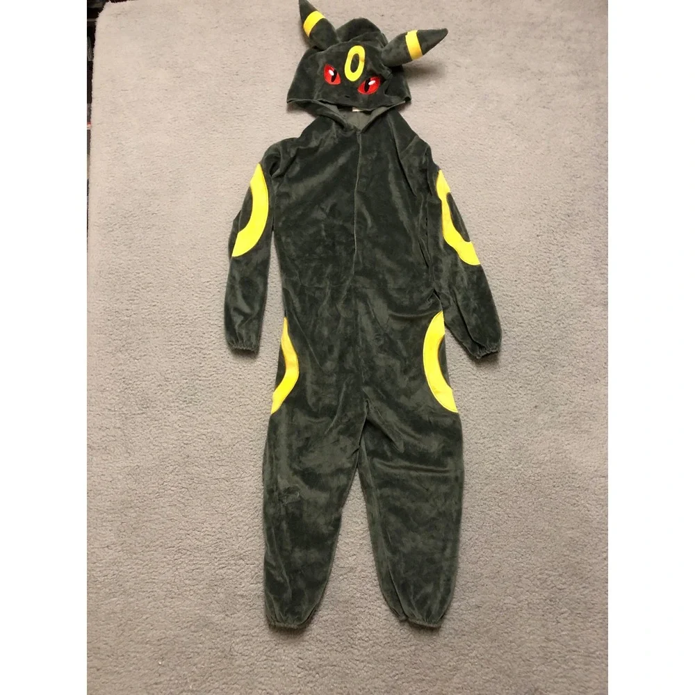 Pokemon Umbreon Plush Hooded Costume Union Suit Black Yellow S/M No Tail